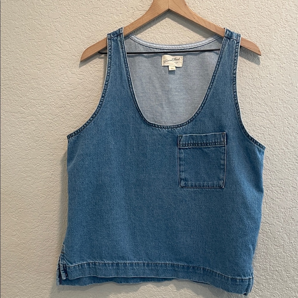 Universal Thread Blue Denim Tank Top with Front Pocket